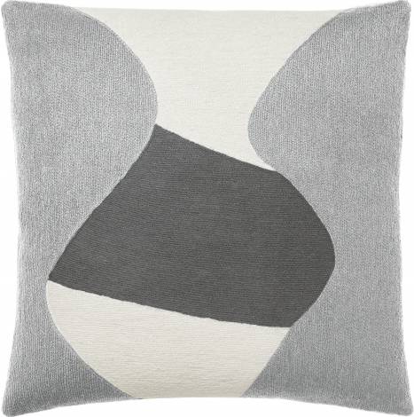 Judy Ross Textiles Hand-Embroidered Chain Stitch Totem Throw Pillow silver rayon/cream/dark grey